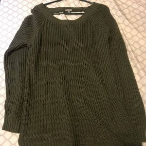 Olive green sweater. NWOT. Small cutout in back.